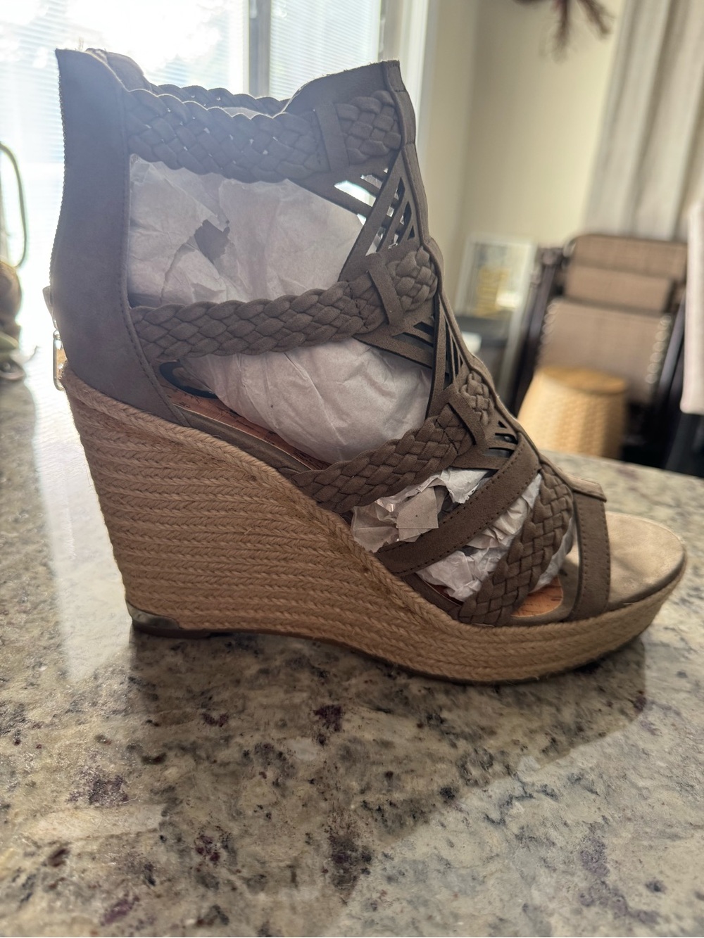G by Guess - Woven Espadrille Wedge Sandals - Taupe